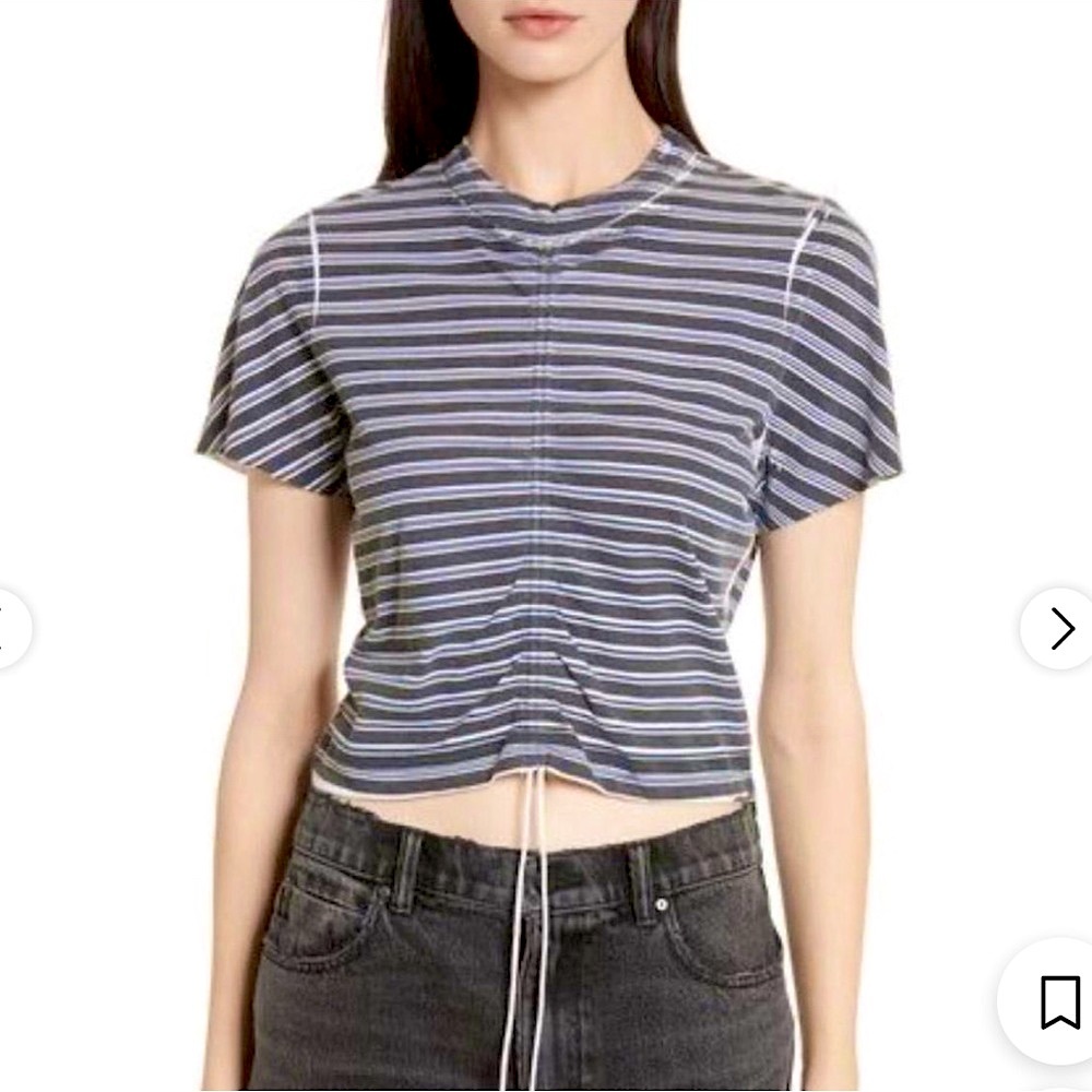 T by Alexander Wang Cropped Striped Faded Printed Top